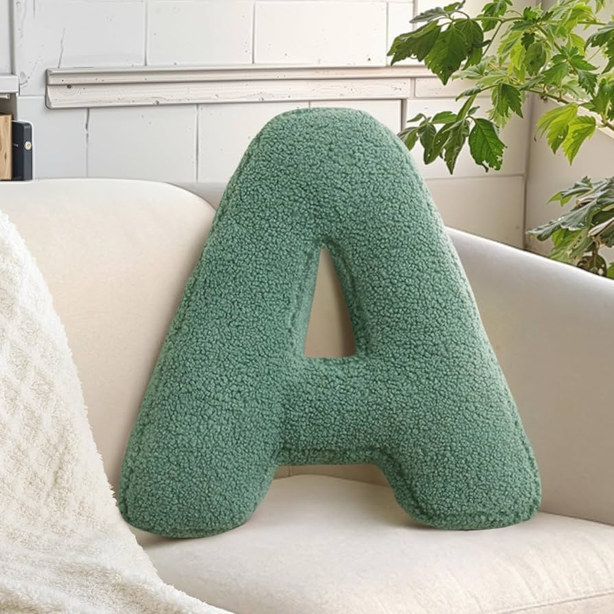 Green Letter A Pillow Cute Decorative Alphabet Initial Throw Pillow | Amazon (US)