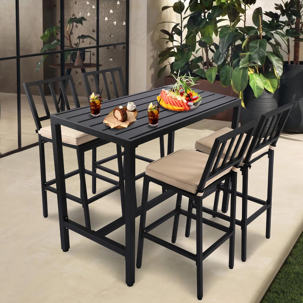 5 - Piece Rectangular Outdoor Dining Set With Cushions | Wayfair North America