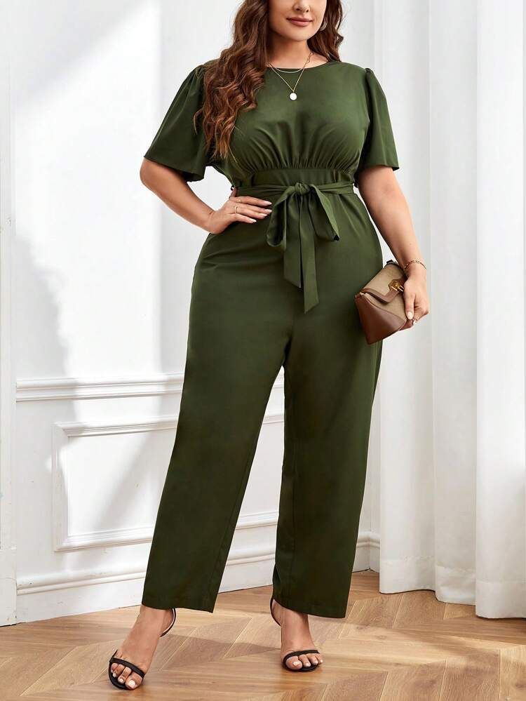 SHEIN Unity Plus Solid Belted Jumpsuit
       
              
              $16.99  
        $17.... | SHEIN