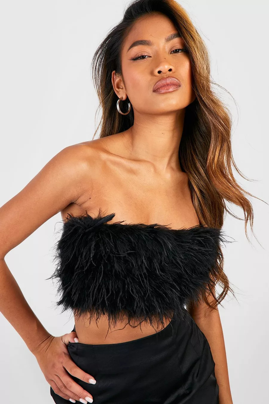 Feather Bandeau Crop | boohoo (US & Canada)