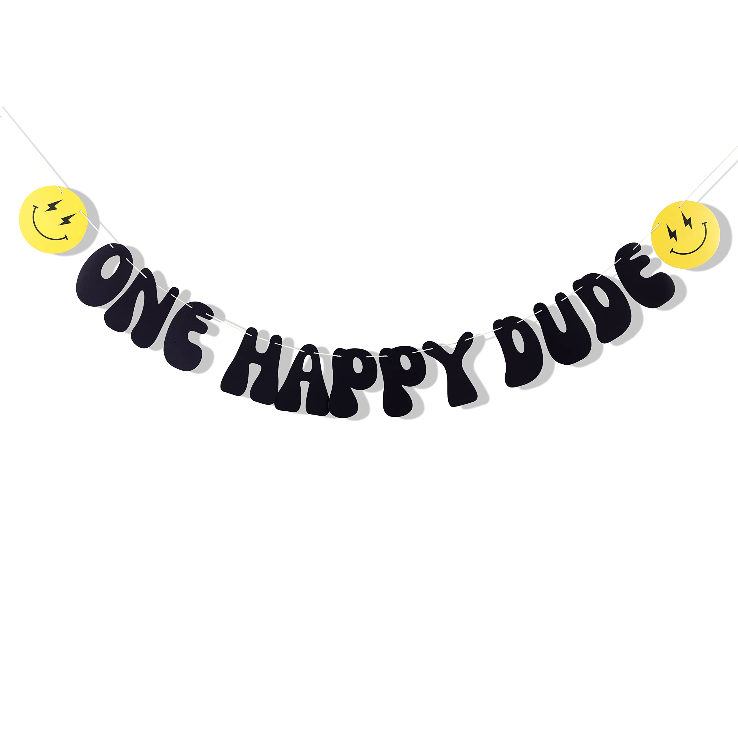 One Happy Dude 1st Birthday Banner - Smile Face Birthday Decoration, Hippie First Birthday banner, G | Amazon (US)