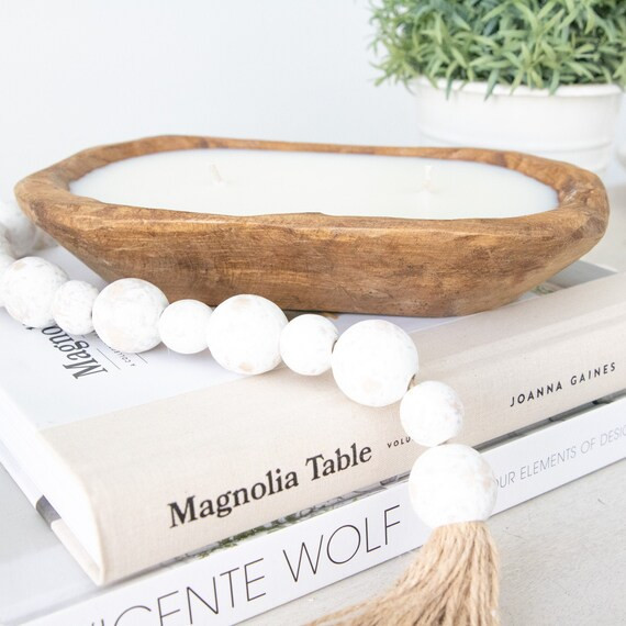 Wooden Dough Bowl Soy Candle  Rustic Decor Hand Poured | Etsy | Etsy (US)