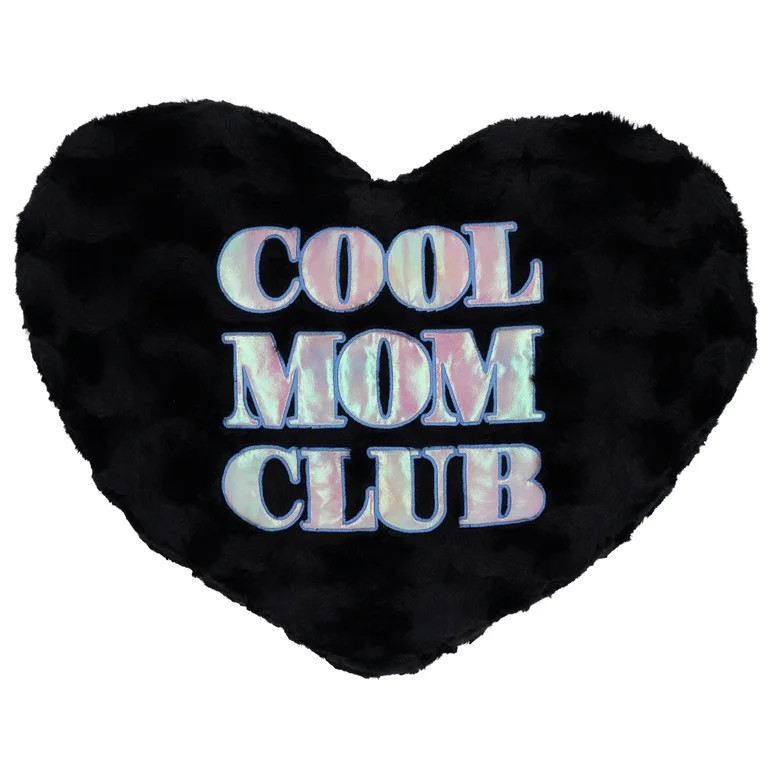 Large Cool Mom Club Plush Heart Pillow, Black, 19" x 15", Mother's Day by Way To Celebrate | Walmart (US)