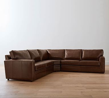 Pearce Square Arm Leather 3-Piece L-Sectional with Wedge | Pottery Barn (US)
