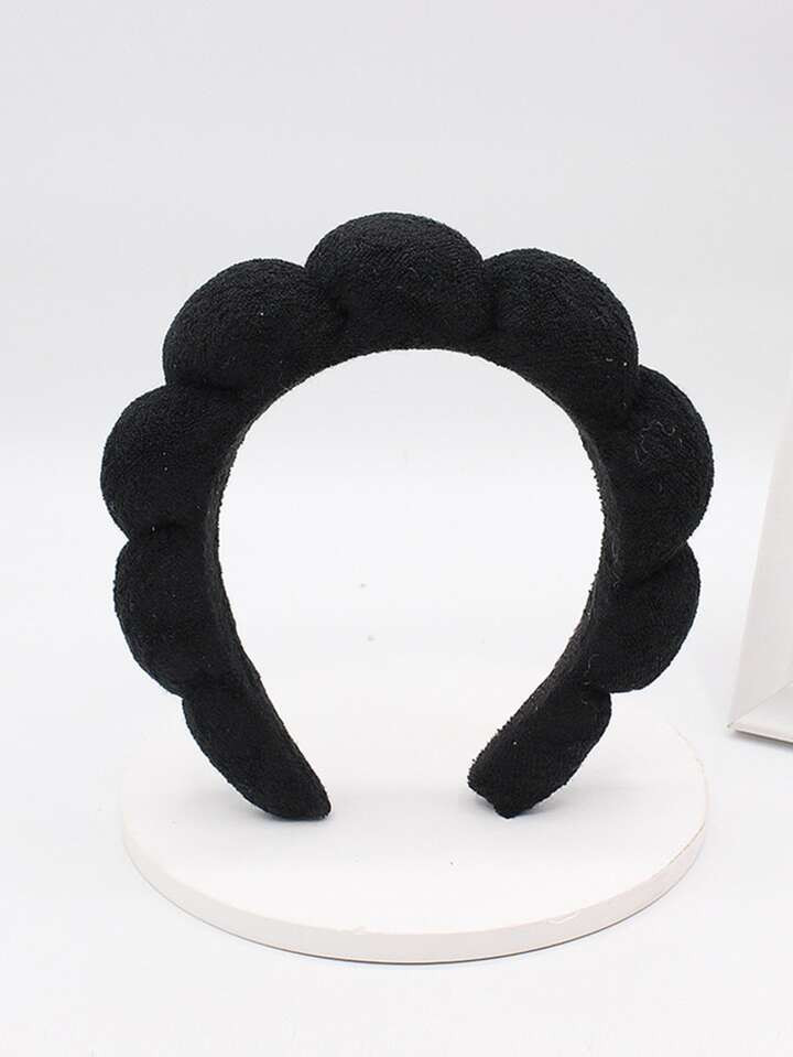 1pc Solid Color Towel Fabric Sponge Hairband For Face Washing, Makeup, Bathing And Hair Bundling | SHEIN