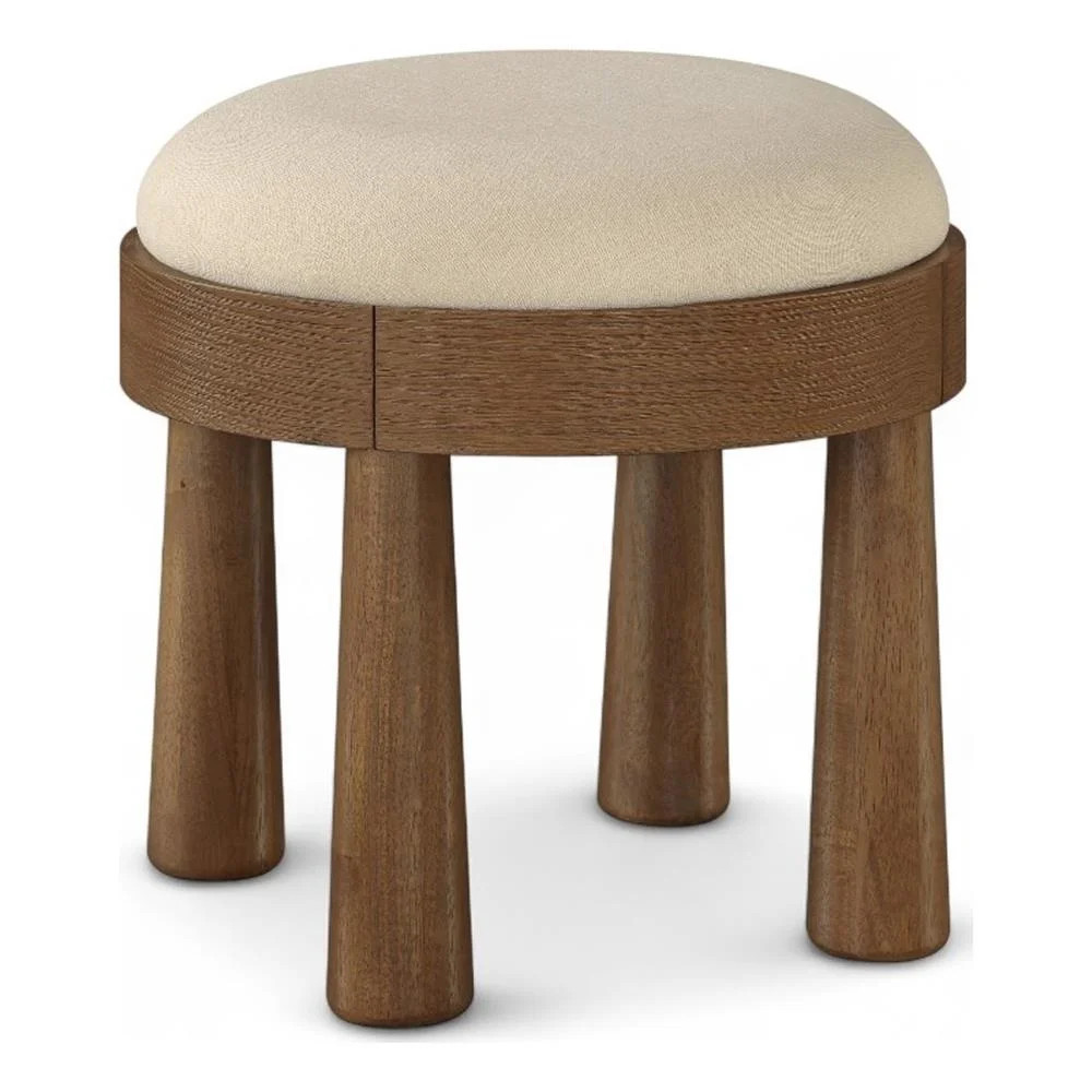 Meridian Furniture Larea Beige Linen Textured Fabric Upholstered Ottoman | Walmart (US)