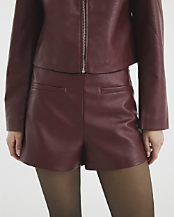 Red Faux Leather Shorts | River Island UK & IE