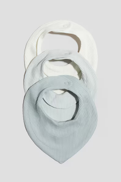 H & M - 3-pack Ribbed Triangular Scarves - Turquoise | H&M (US + CA)