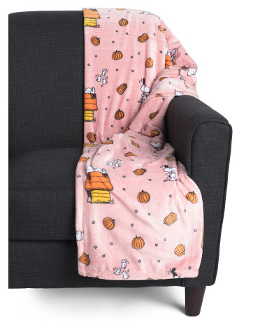 Snoopy Pumpkin Dog House Plush Throw | TJ Maxx