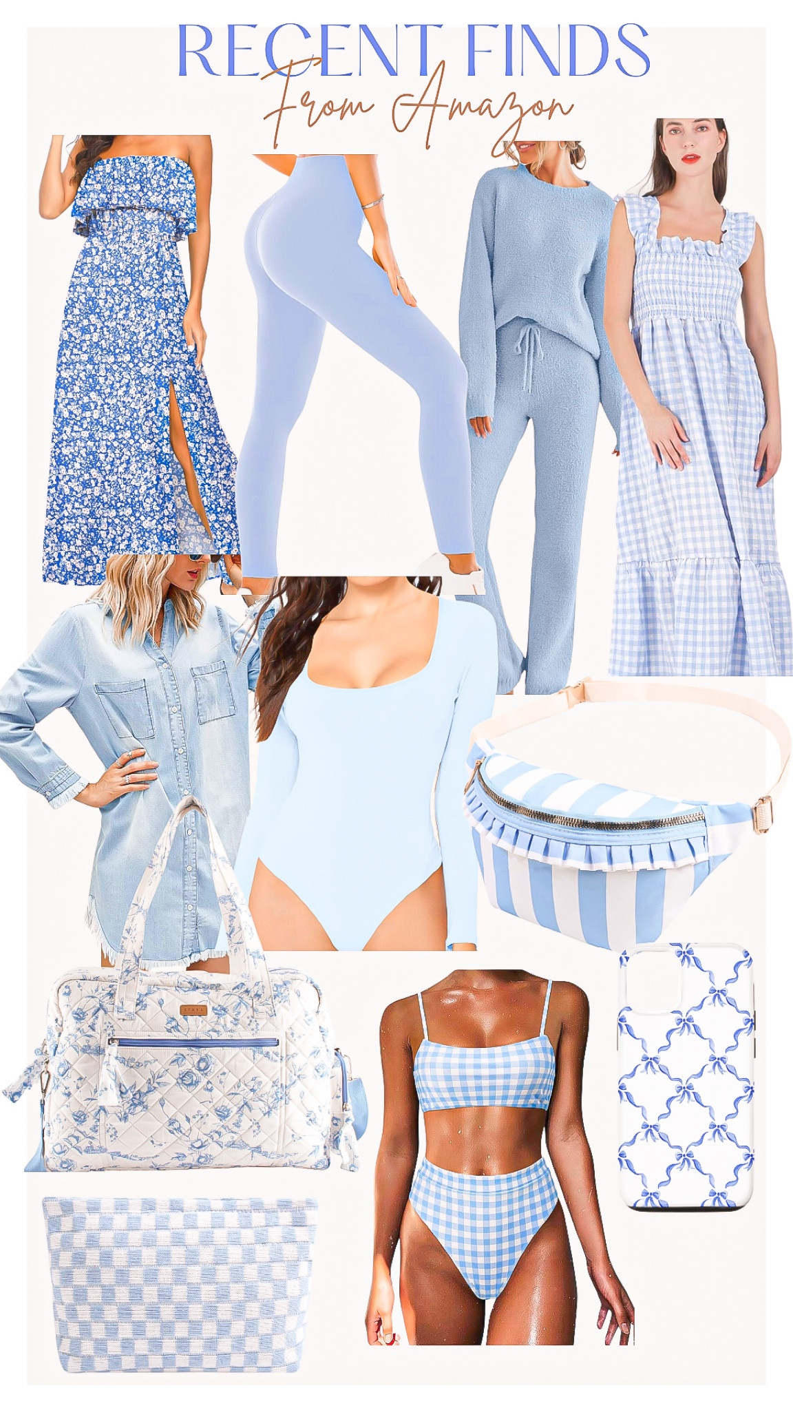Amazon Finds 
🩵🩵🩵

Amazon fashion, light blue finds, blue fashion, blue dress, resort wear, spring fashion, blue leggings , blue two piece set, blue gingham dress, blue denim dress, blue bodysuit, blue belt bag, blue crossbody bag, blue duffel bag, southern outfits, blue travel bag, blue gingham bikini, blue bathing suit, phone case, bow phone case, blue makeup bag 

#LTKGiftGuide #LTKMostLoved #LTKstyletip