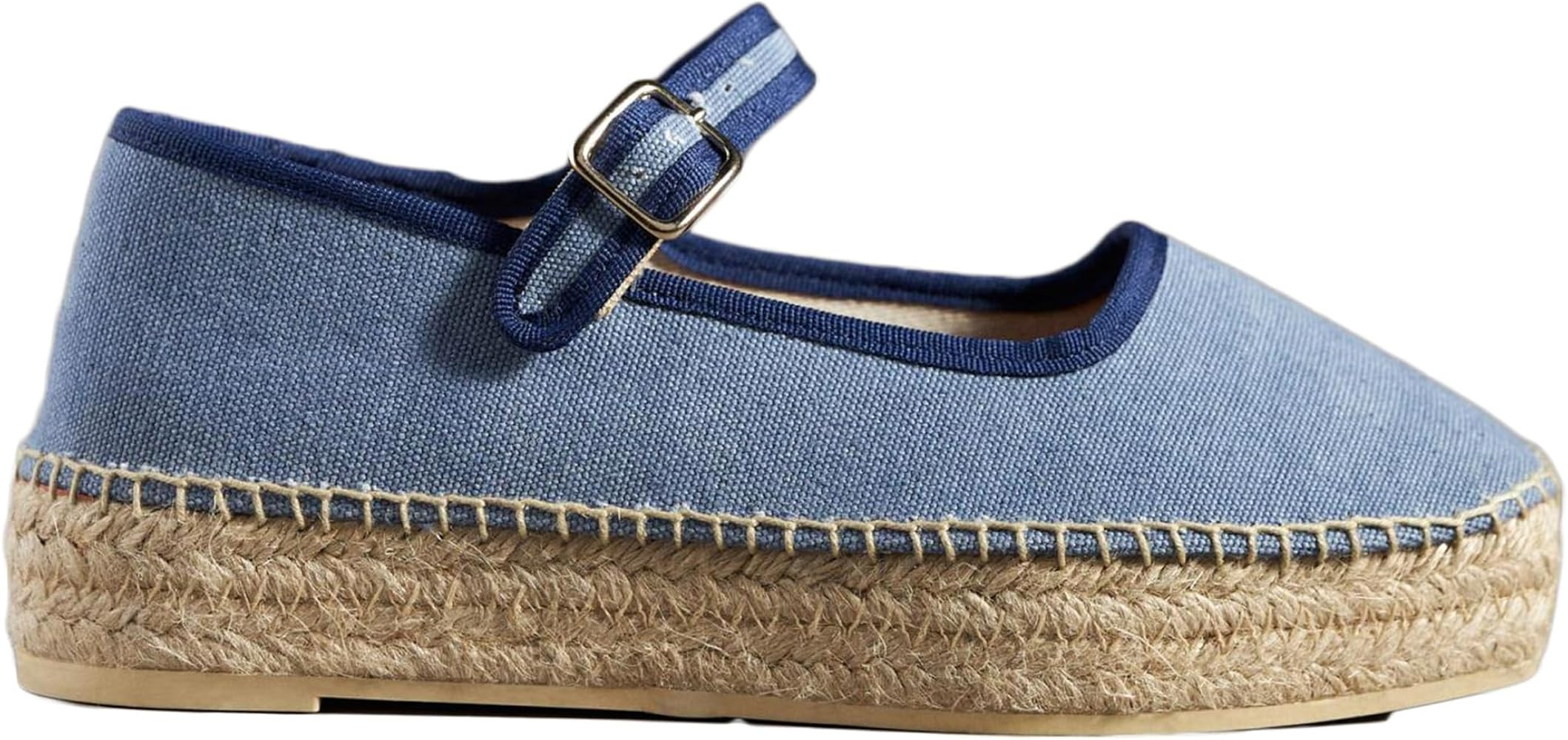 Women's Mary Jane Woven Espadrilles Ballet Flats for Women Outsole Canvas Summer Ballerina Flats. | Amazon (US)