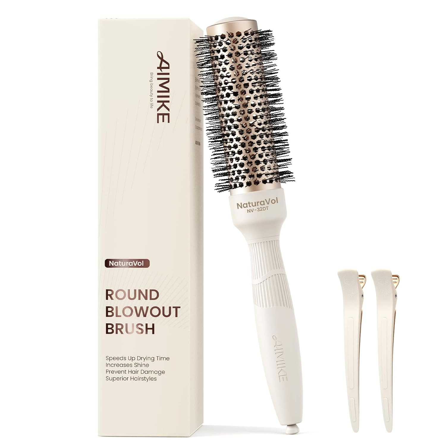 AIMIKE NaturaVol Round Brush for Blow Out, 1.3" Small Brush for Short Hair | Amazon (US)