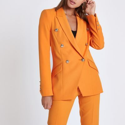 Orange double breasted tux jacket | River Island (UK & IE)