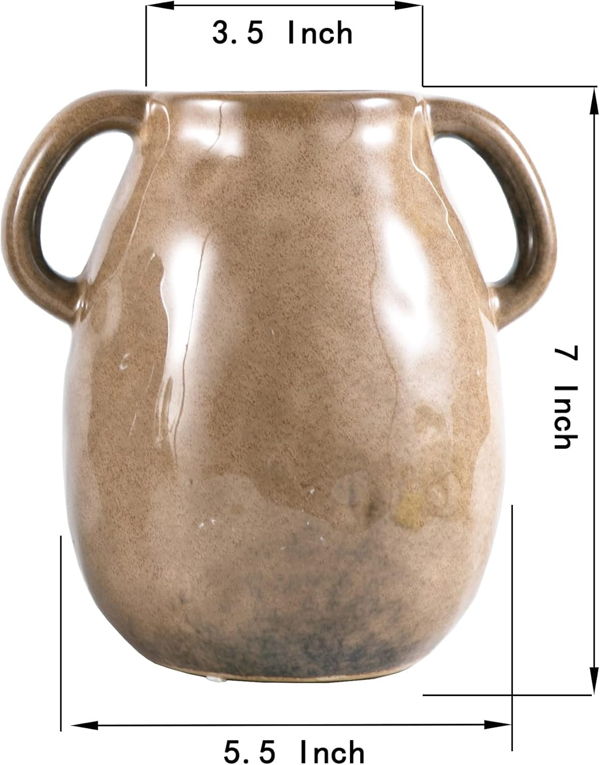 Brown Ceramic Vase with 2 Handles, Modern Farmhouse Decor, Rustic Terracotta Pottery, Decorative ... | Amazon (US)