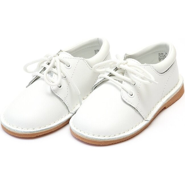 Tyler Stitch Down Leather Lace Up Shoe, White | Maisonette
