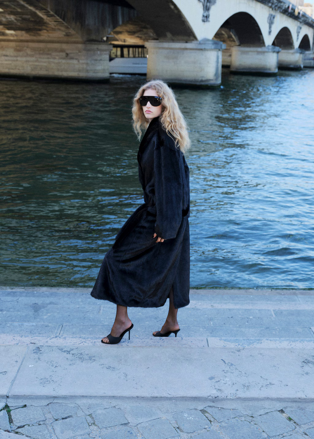 Faux-fur coat with belt black - Woman - M-L - MANGO | Mango (US/MX/AU)