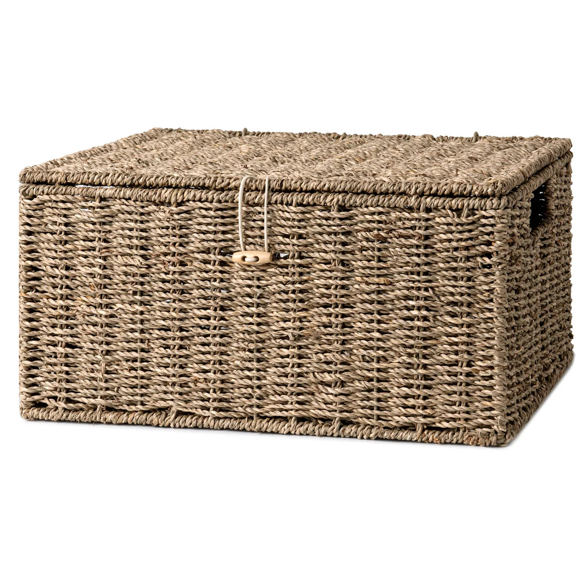 Handwoven Wicker Storage Basket with Flip-Open Lid, Large Basket for Bathroom, Living Room, Nurse... | Wayfair North America