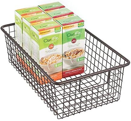mDesign Modern Farmhouse Metal Wire Storage Organizer Bin Basket with Handles for Kitchen Cabinet... | Amazon (US)