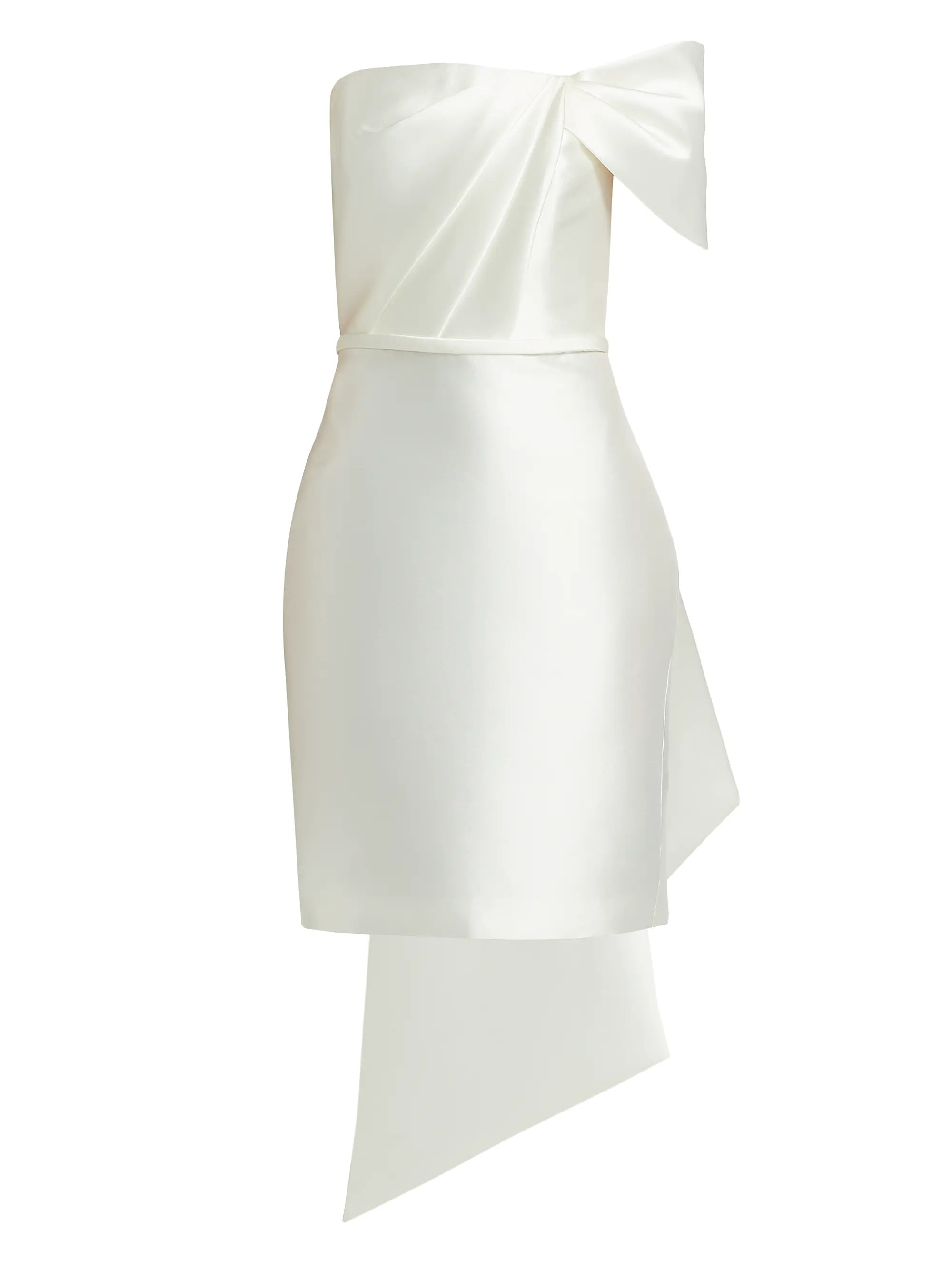Amsale One-Shoulder Bow Back Satin Dress | Saks Fifth Avenue | Saks Fifth Avenue