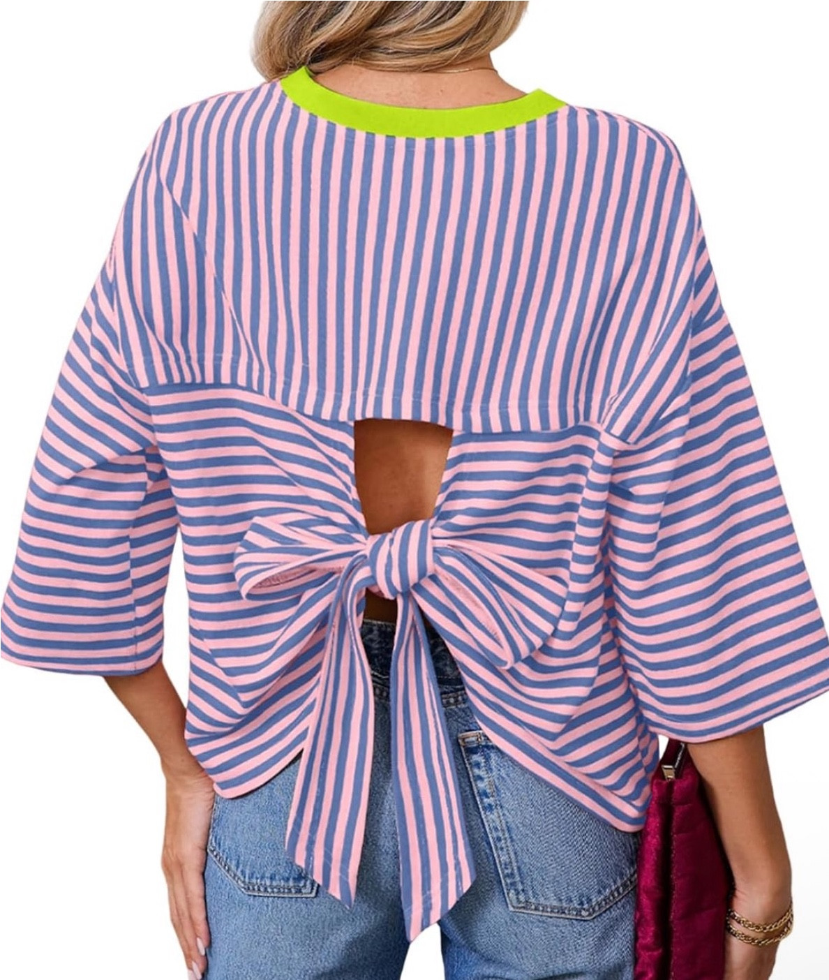 Just ordered this striped back-bow top and it was too good of a deal to pass up. Less than $20!! Pink stripe, oversized fit, and the back detail sold me immediately.
Video review coming once it arrives.

Linked it while the sale is still good.

#LTKootd #LTKSaleAlert #LTKMidsize
