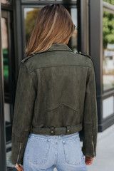 Audrey Olive Green Vegan Suede Moto Jacket | Magnolia Boutique