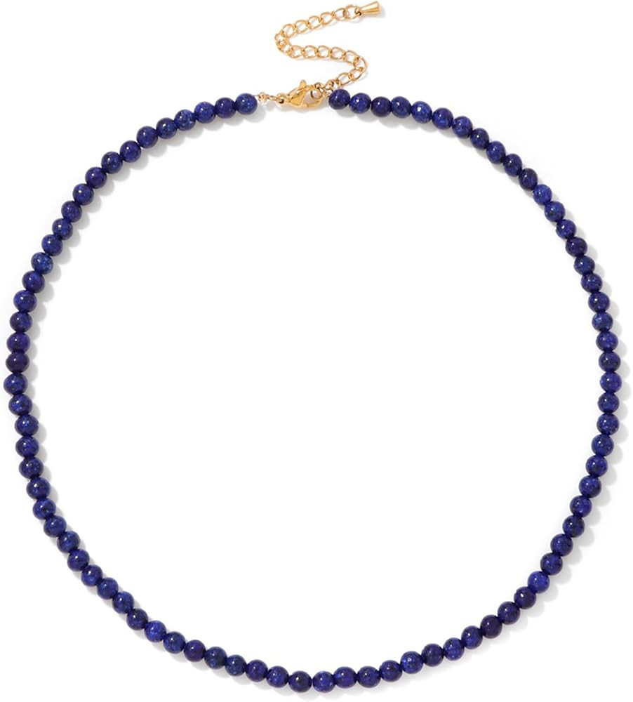 Crystal Necklaces for Women 4mm Handmade Natural Stone Choker Beaded Necklace Healing Crystal Nec... | Amazon (US)