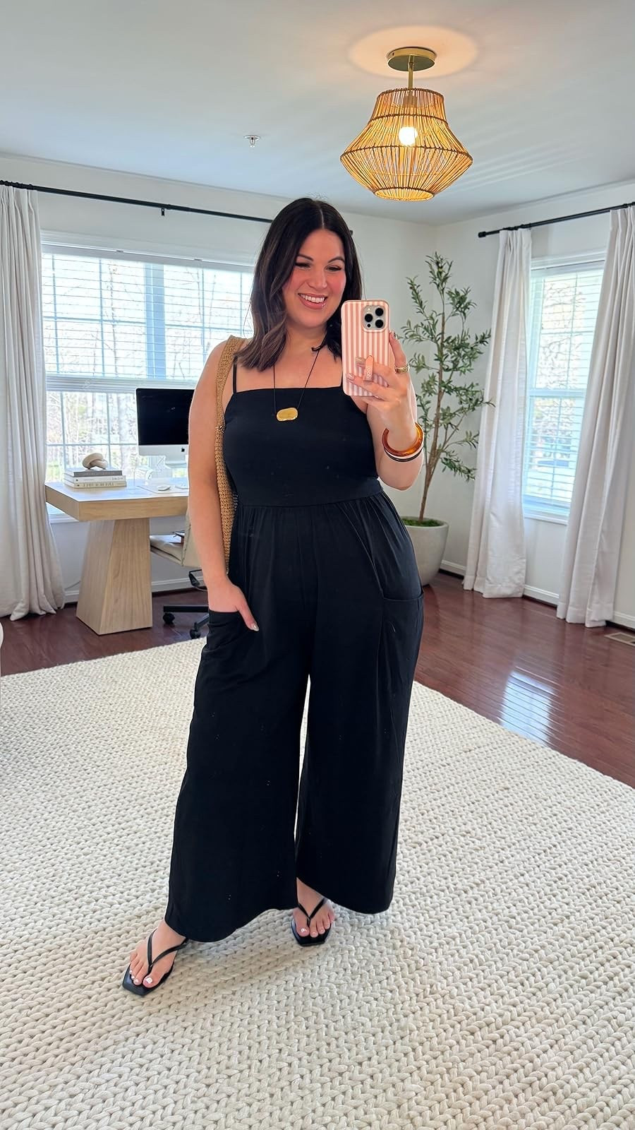 Midsize spring outfit idea! 
Jumpsuit - size xxl 
Sandals - 9.5

#LTKootd #LTKMidsize #LTKSeasonal