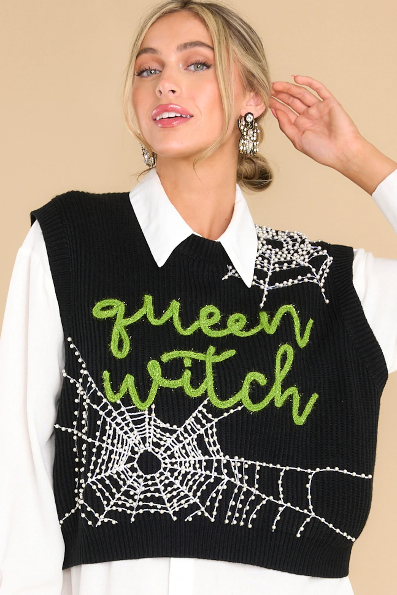 Queen Witch Black Sweater Vest | Red Dress 