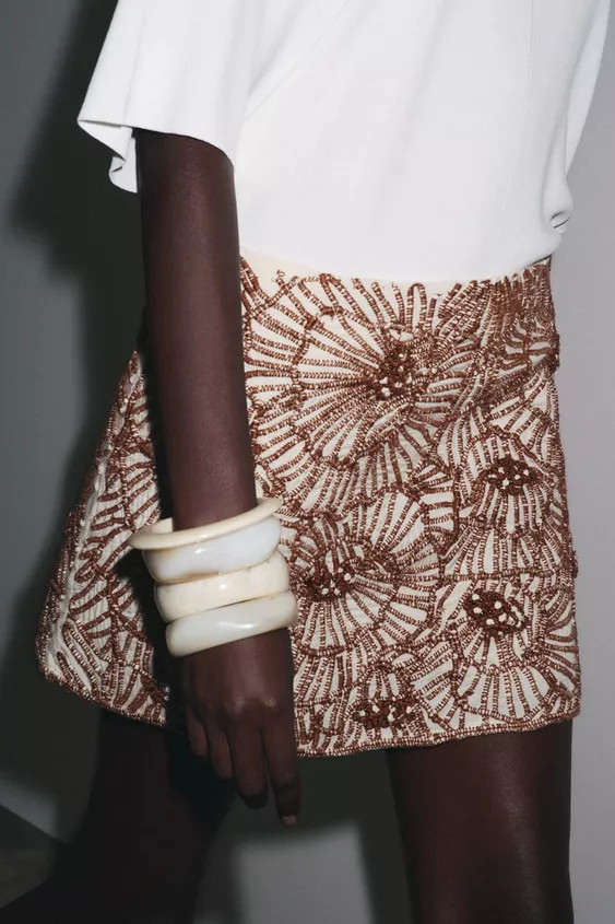 ZW COLLECTION FLORAL EMBROIDERY MINI SKIRT | Zara US