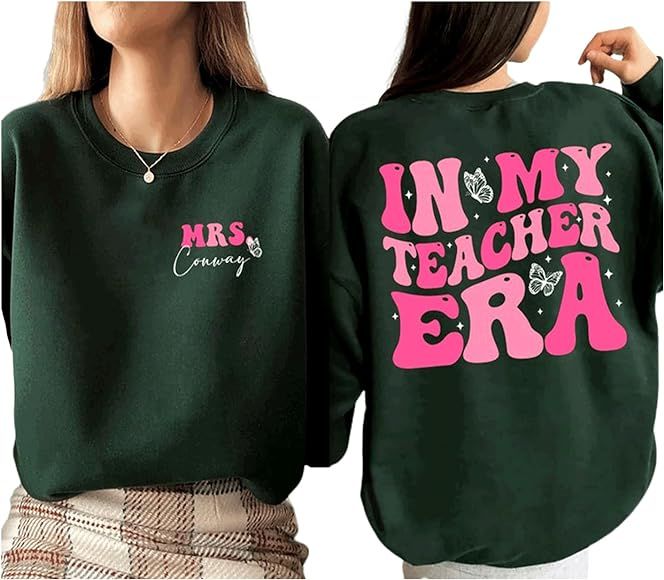 LOVELYPOD Personalized Teacher Sweatshirt - Custom Teacher Sweatshirt For Women, Funny Preschool Tea | Amazon (US)