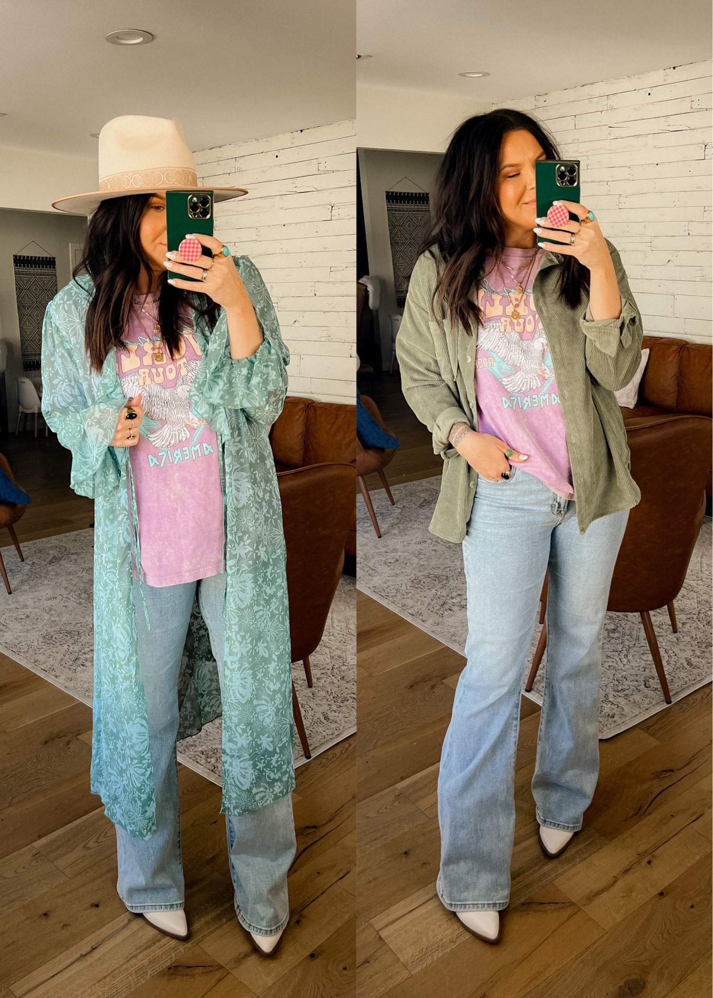 Jeans and green Shacket are old!
The rest is linked

Tee: XL (BWC20)
Duster: XL


#LTKstyletip #LTKunder50 #LTKshoecrush