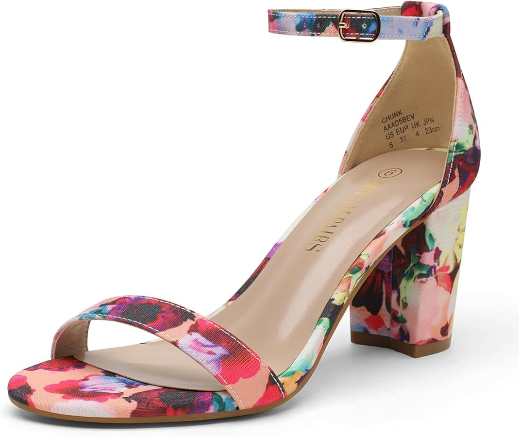 DREAM PAIRS Women's Chunk Low Heel Pump Sandals | Amazon (US)