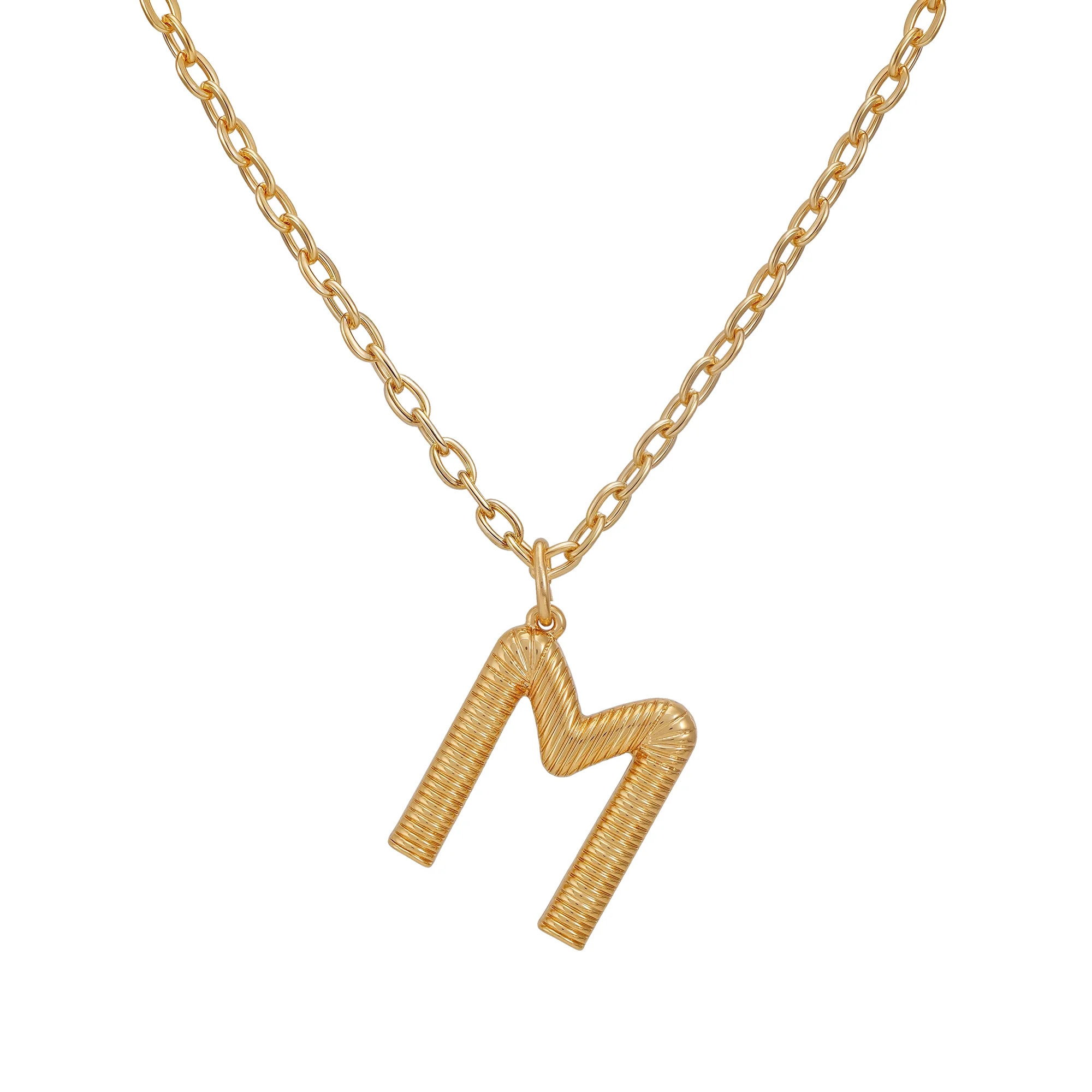 Time and Tru Women's Goldtone Initial M Necklace with Giftable Pouch | Walmart (US)