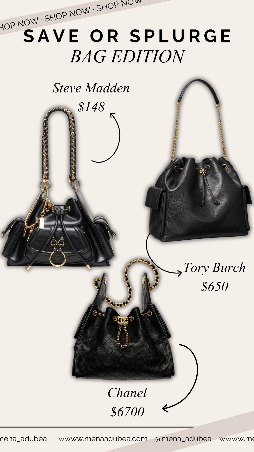 Love the gold hardware on these bags, are you splurging or saving?