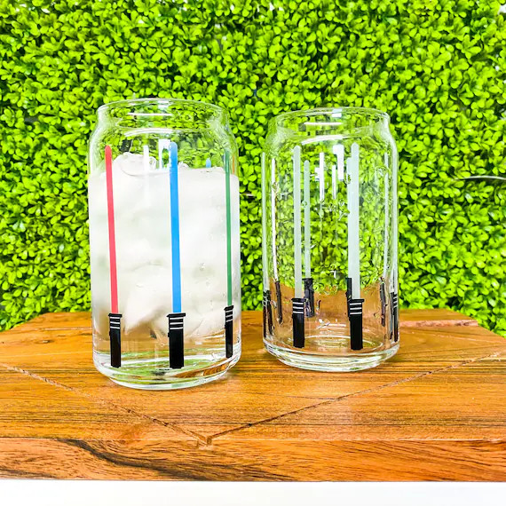 Color Changing Lightsaber Glass Can | 16oz glass Can | 20 oz Glass Can | Etsy (US)