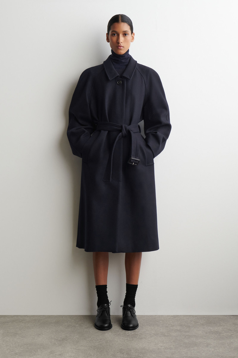 Wool Blend Trench Coat in Navy | COS SG