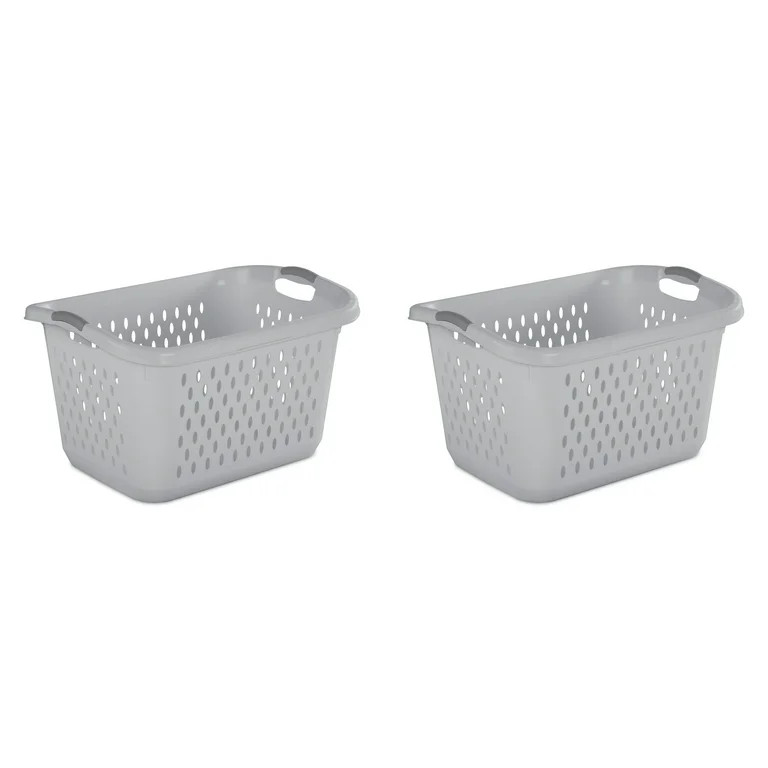 Sterilite 2.7 Bushel Jumbo Plastic Laundry Baskets, Soft Silver, 2 Pack | Walmart (US)