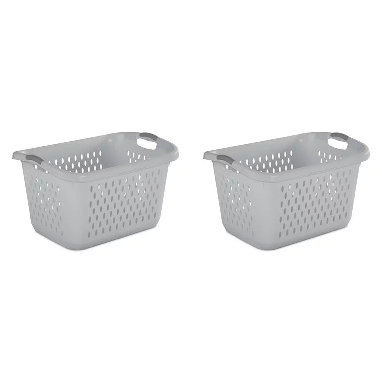 Sterilite 2.7 Bushel Jumbo Plastic Laundry Baskets, Soft Silver, 2 Pack | Walmart (US)