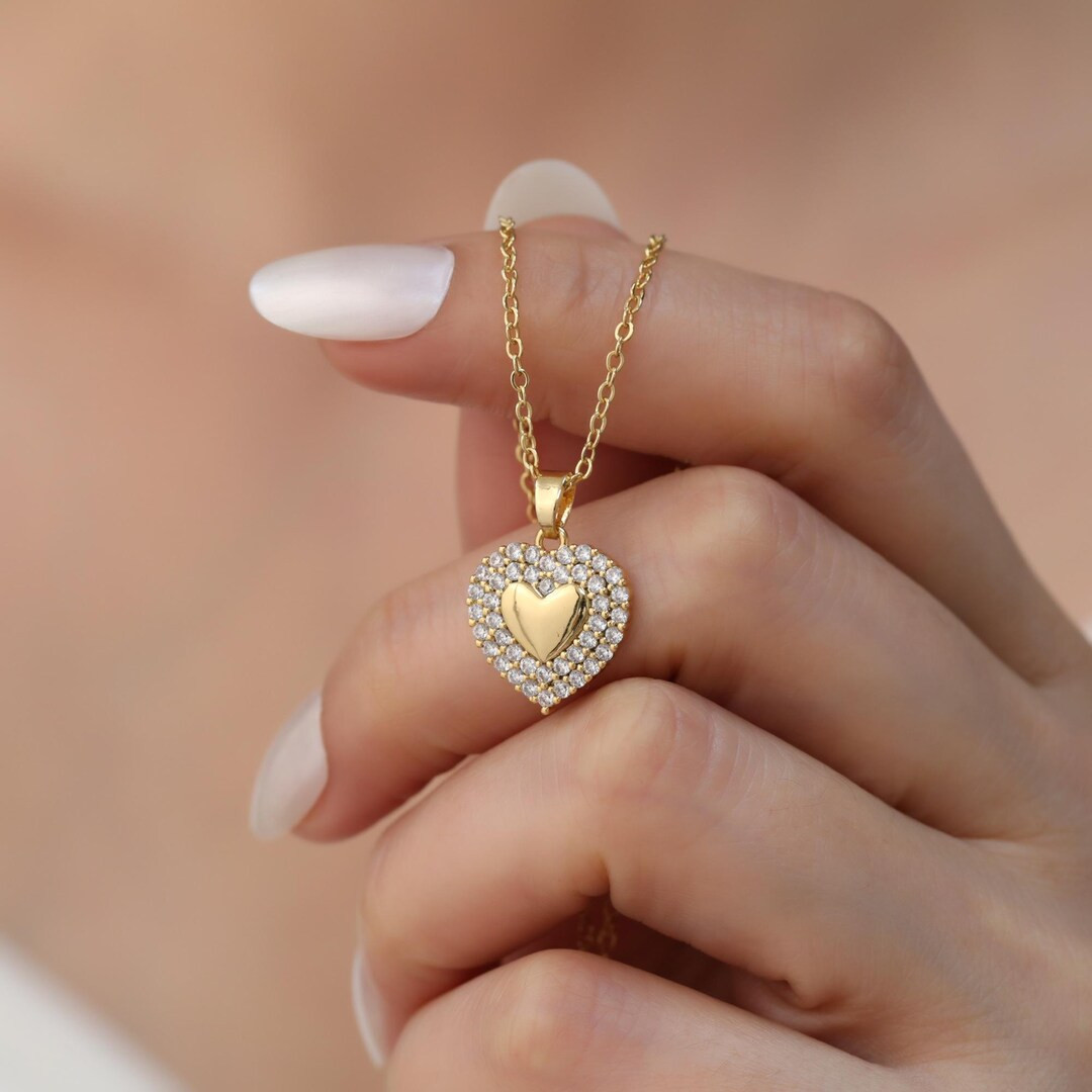Gold Filled Heart Necklace, 18K Gold Heart Necklace for Women, Minimalist Love Necklace - Etsy | Etsy (US)