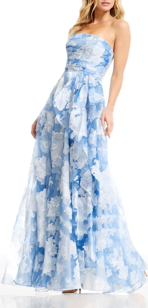 Kit Floral Strapless A-Line Gown | Nordstrom