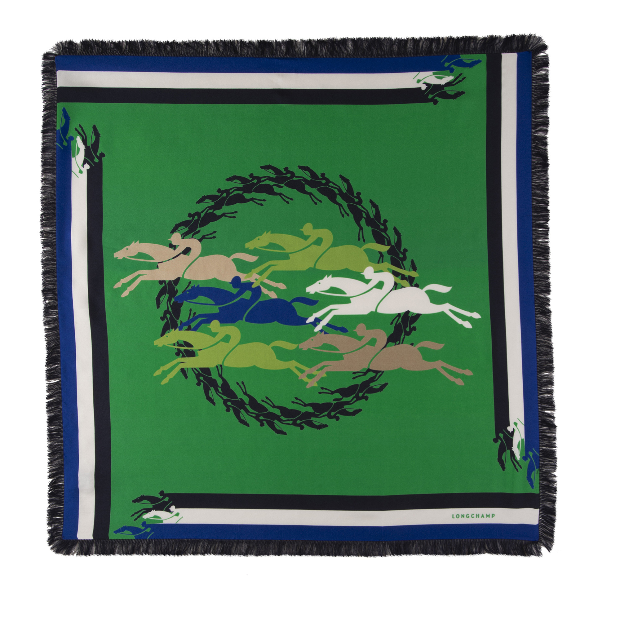 Longchamp Jumping Silk scarf 70 Green - Silk | Longchamp GB | Longchamp