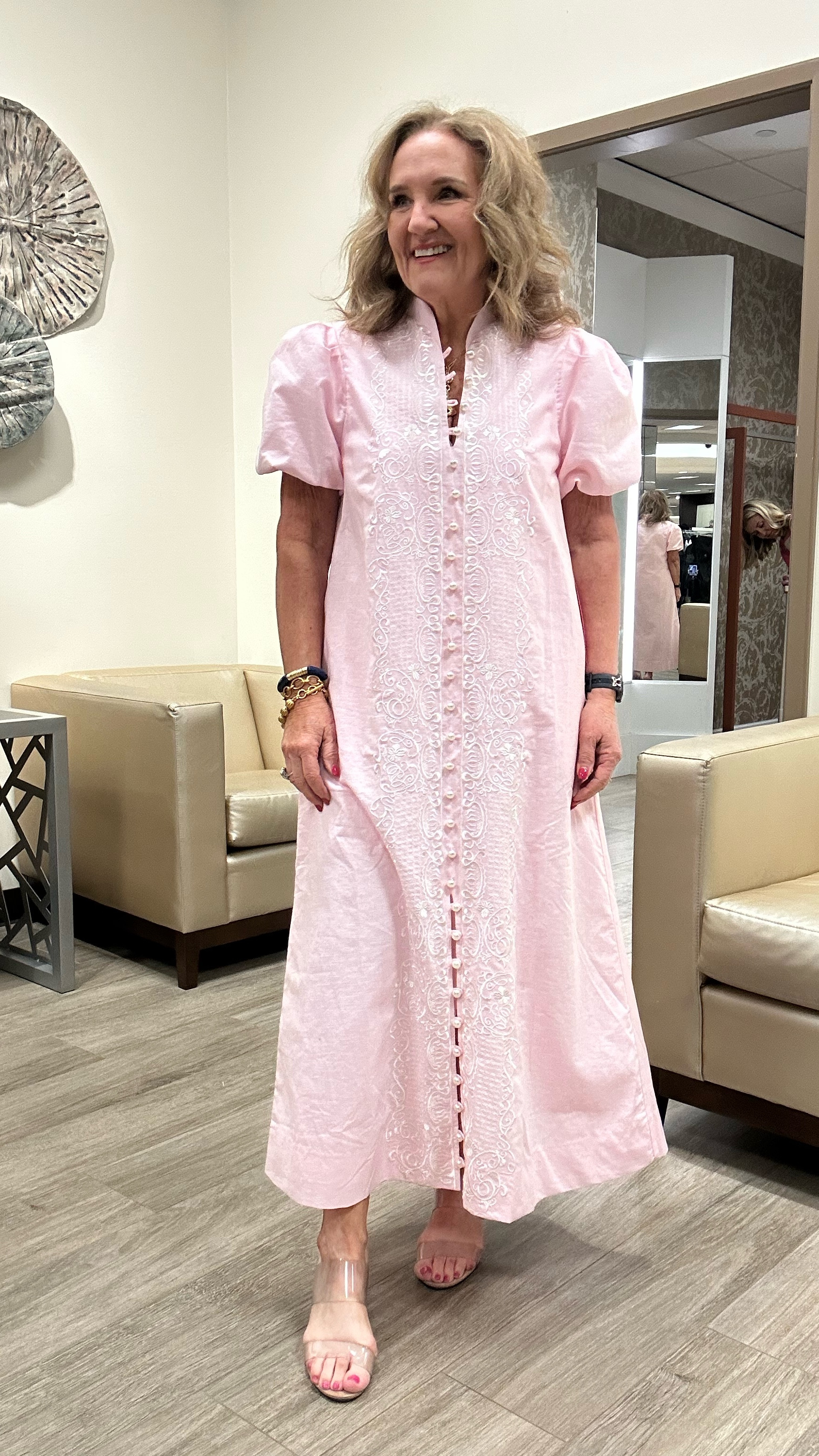 This linen dress is embroidered and just gorgeous. Wearing a medium. It’s true to size. 

MOB MOG rehearsal dinner bridal shower baby shower this one is special. Summer wedding guest Mother’s Day dress mother of the bride mother of the groom 

#LTKWedding #LTKOver40 #LTKWatchNow