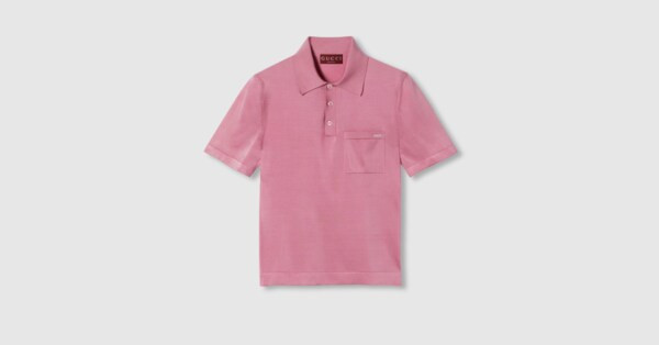 Gucci Fine silk knit polo shirt with intarsia | Gucci (US)