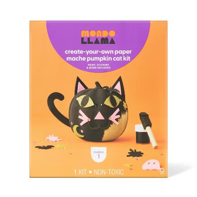 Halloween Craft Embellished Paper Mache Cat Pumpkin Painting Kit - Mondo Llama™ | Target