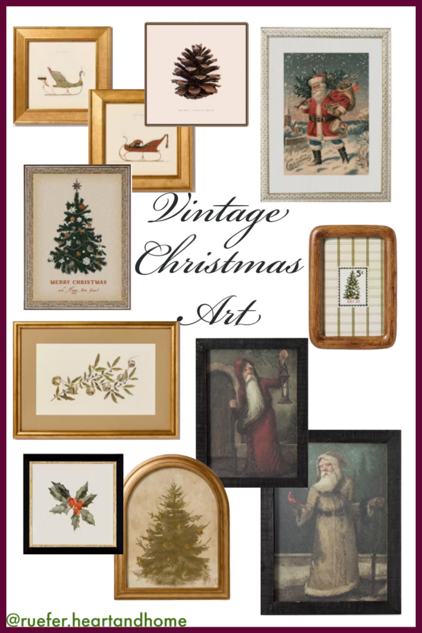 Vintage inspired Christmas framed art, holiday art, framed Santa artwork, Christmas art prints, winter artwork, vintage Santa art, vintage Santa prints, Christmas tree art, gold framed holiday art

#LTKHoliday #LTKSaleAlert #LTKHome