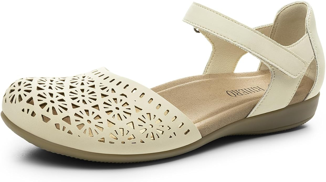 Rihero Summer Casual Closed Toe Sandals Women Comfortable Footbed Arch Support Flat Sandals with ... | Amazon (US)