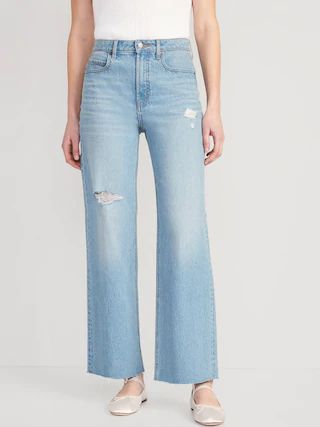 Extra High-Waisted Ripped Cut-Off Wide-Leg Jeans for Women | Old Navy (US)