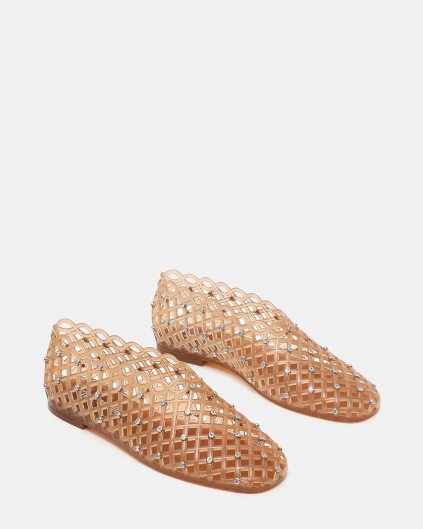 GROVE Tan Rhinestones Square-Toe Jelly Women's Flat | Steve Madden (US)
