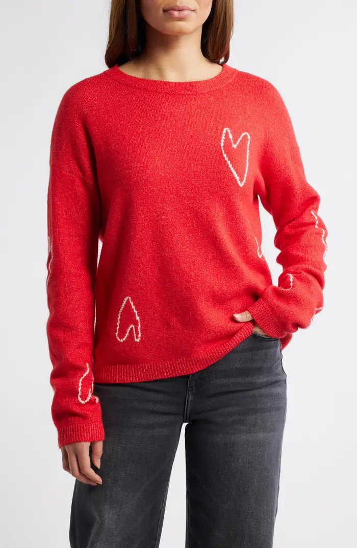 Caslon® Jacquard Hearts Cotton Blend Sweater | Nordstrom | Nordstrom