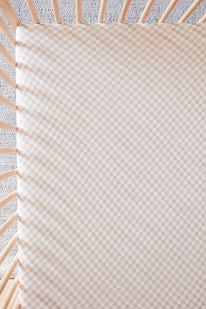 Cream Chequer Crib Sheet | Solly Baby